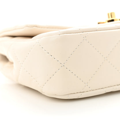 Chanel Shiny Lambskin Quilted Golden Links Top Handle Flap White 9 of 11