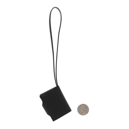 Hermes Togo Swift Verso Ulysse Nano Bag Charm Black Bleu Saphir 2 of 4