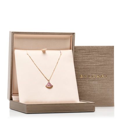 Bulgari 18K Rose Gold Diamond Pink Sapphire Divas' Dream Pendant Necklace 5 of 5