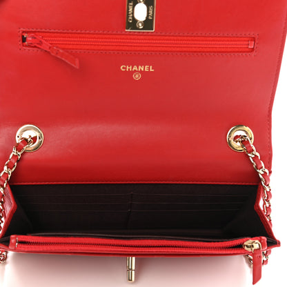 Chanel Lambskin Quilted Trendy CC Wallet On Chain WOC Red 9 of 23
