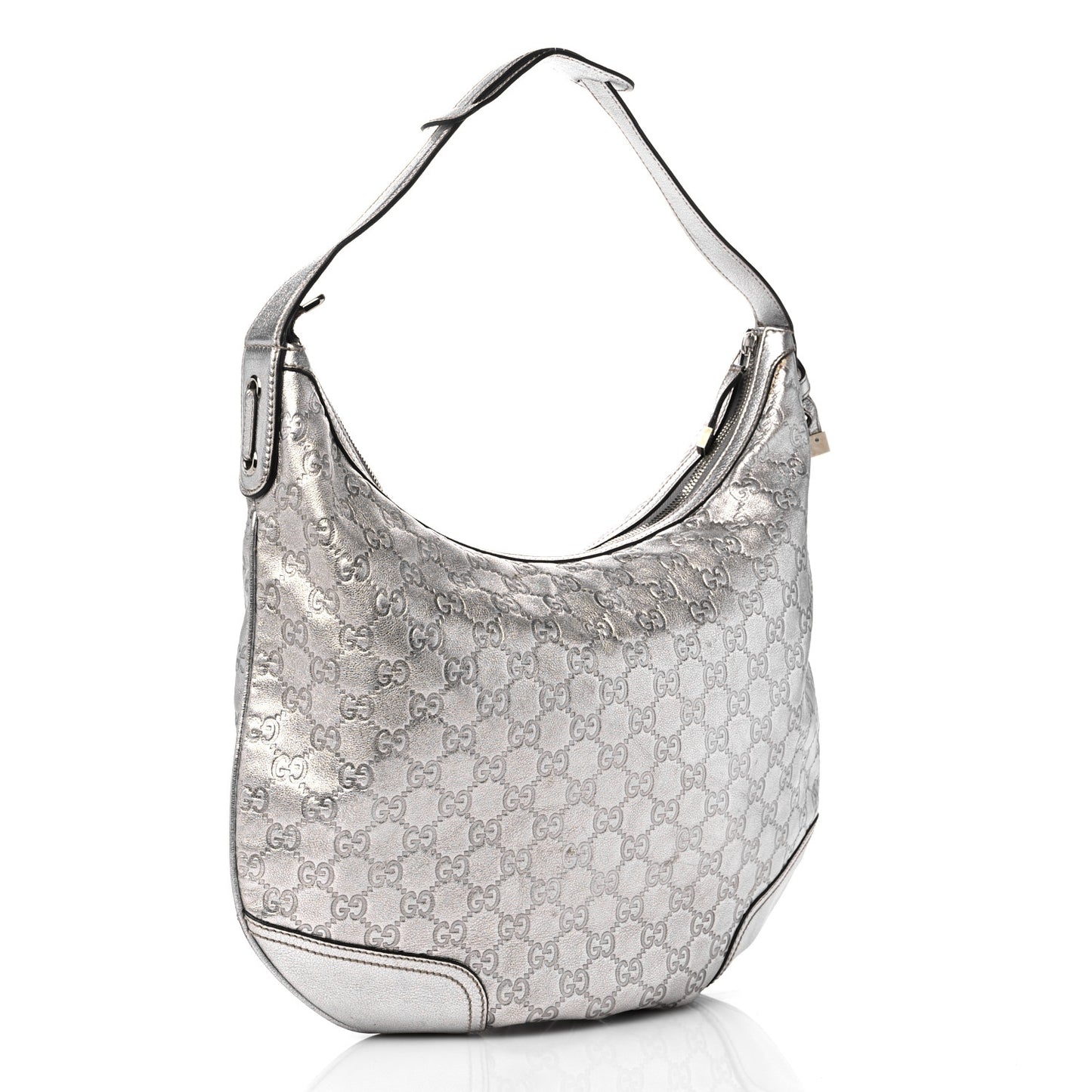 Metallic Guccissima Large Princy Hobo Silver