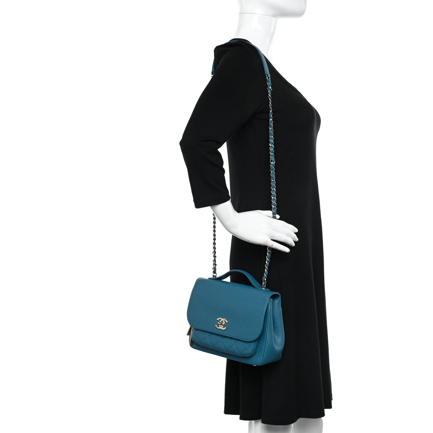 Caviar Quilted Medium Business Affinity Flap Blue