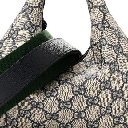 Gucci GG Supreme Monogram Textured Calfskin Web Small Attache Shoulder Bag Beige Blue 7 of 9