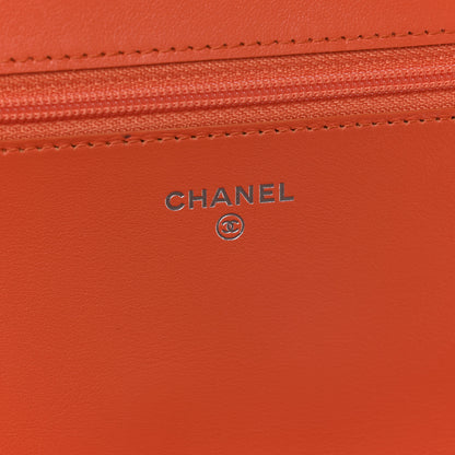 Chanel Caviar Quilted Boy Wallet On Chain WOC Orange 6 of 12