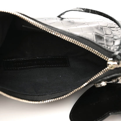 Balenciaga Extra Supple Calfskin Crystal Crocodile Embossed Le Cagole Shoulder Bag XS Black 9 of 9
