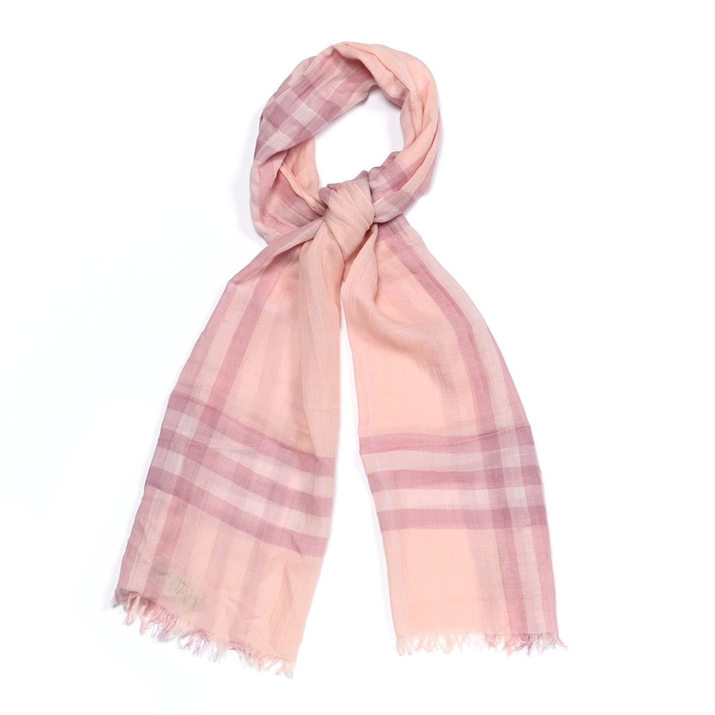 Silk Wool Gauze Giant Check Scarf Pink