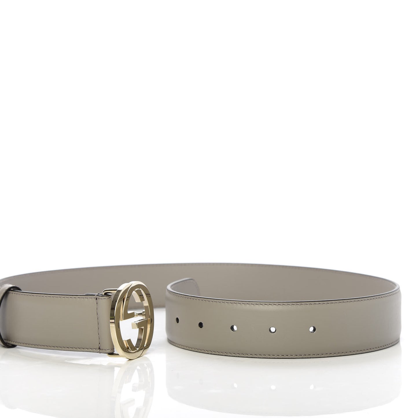 Moon Calfskin Interlocking G 37mm Belt 75 30 Storm Grey