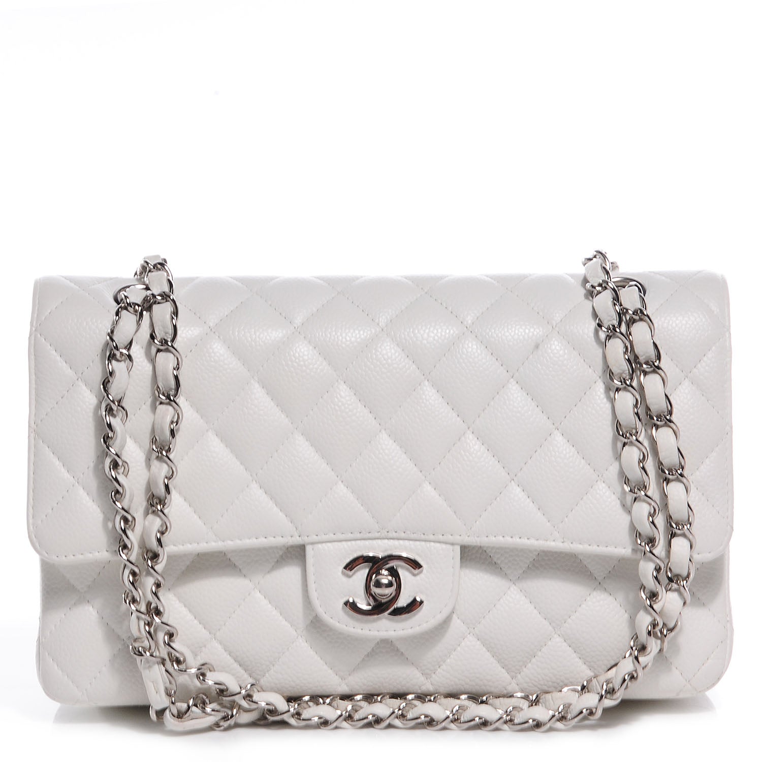 Chanel Caviar Quilted Medium Double Flap White 1 of 10