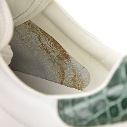 Gucci Calfskin Crocodile Web Mens Ace Sneakers 13 White Green 11 of 13