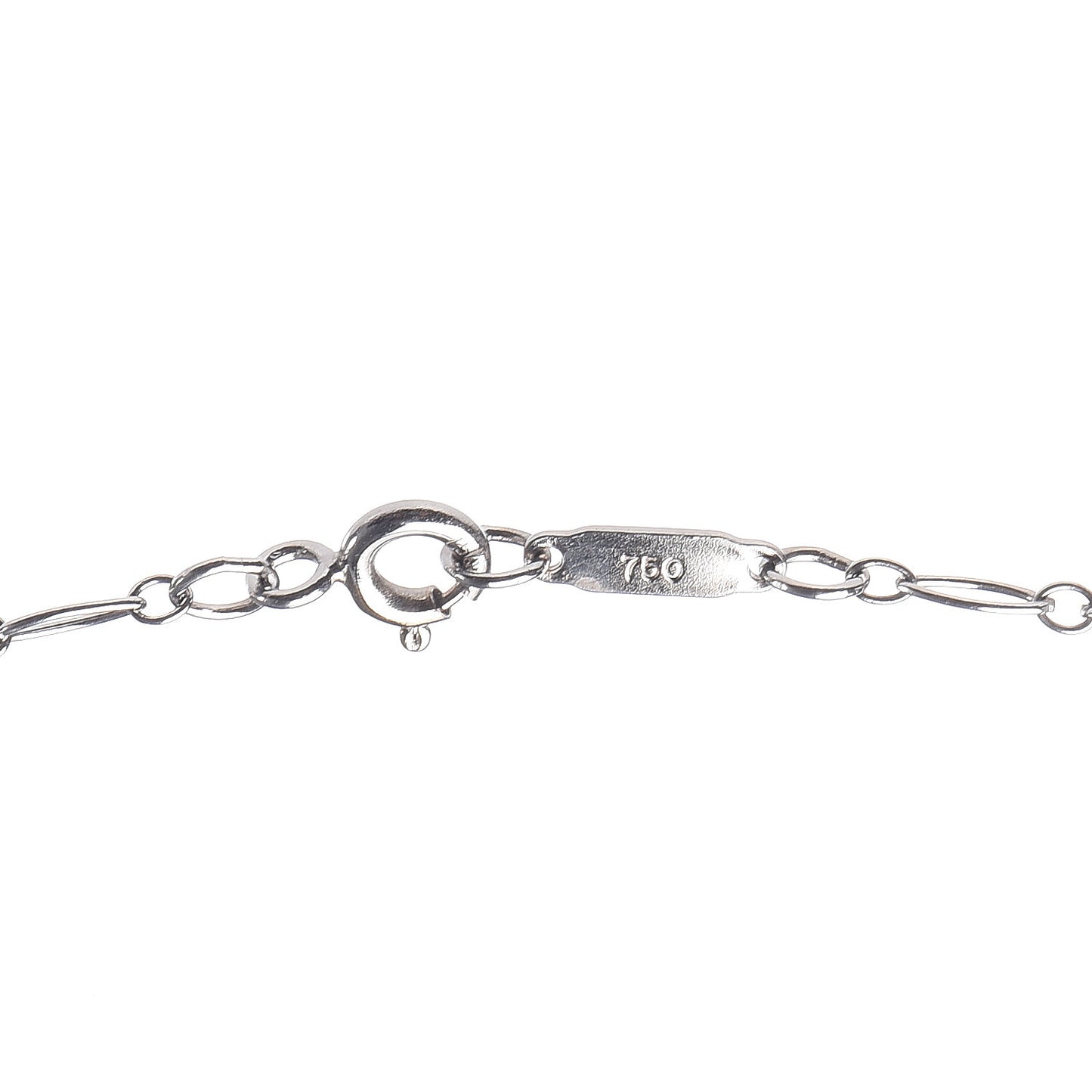 18K White Gold Diamond Mini Heart Key Charm Pendant Link Necklace