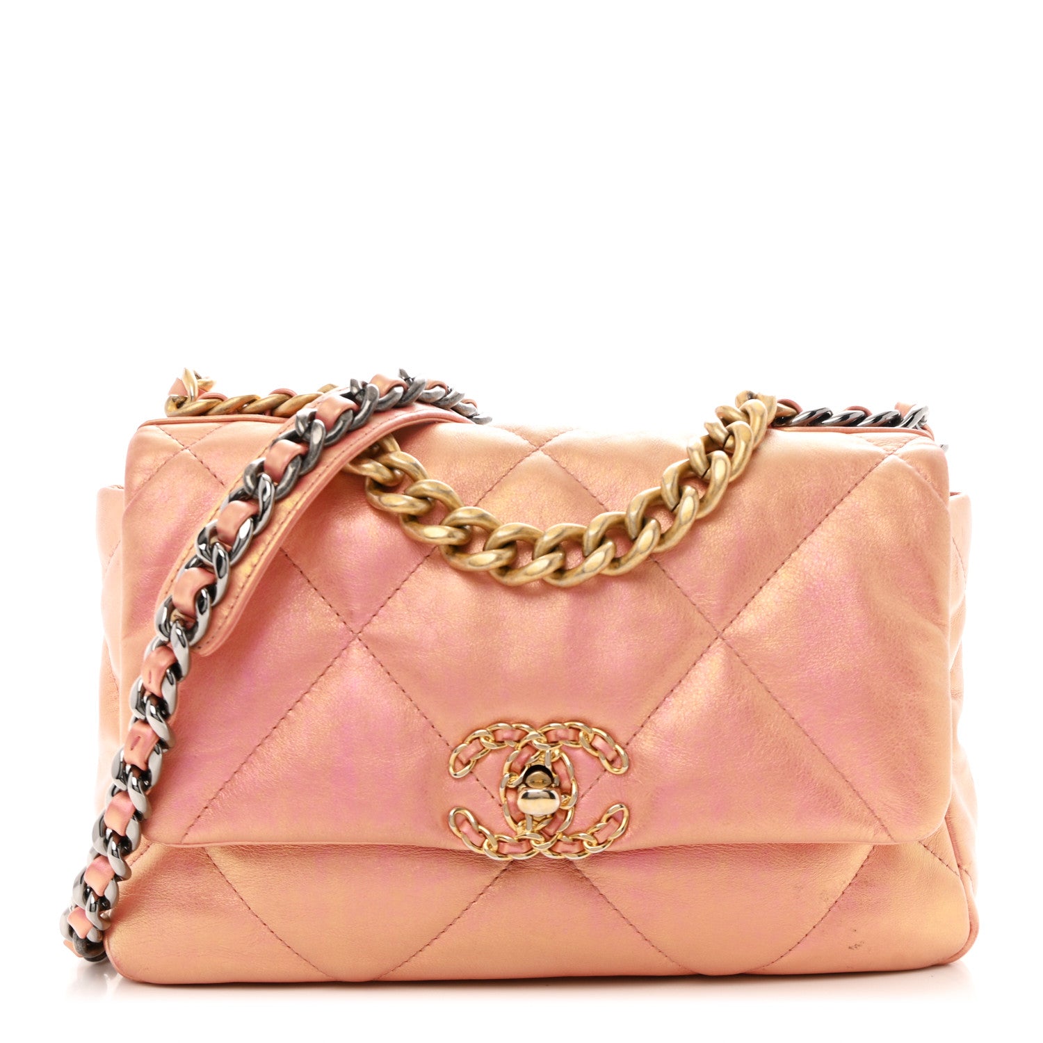 Chanel Iridescent Calfskin Quilted Medium Chanel 19 Flap Pink 1 of 11