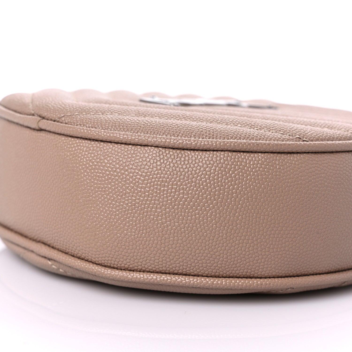 Saint Laurent Grain De Poudre Matelasse Chevron Quilted Round Vinyle Camera Bag Gold Sand 7 of 7