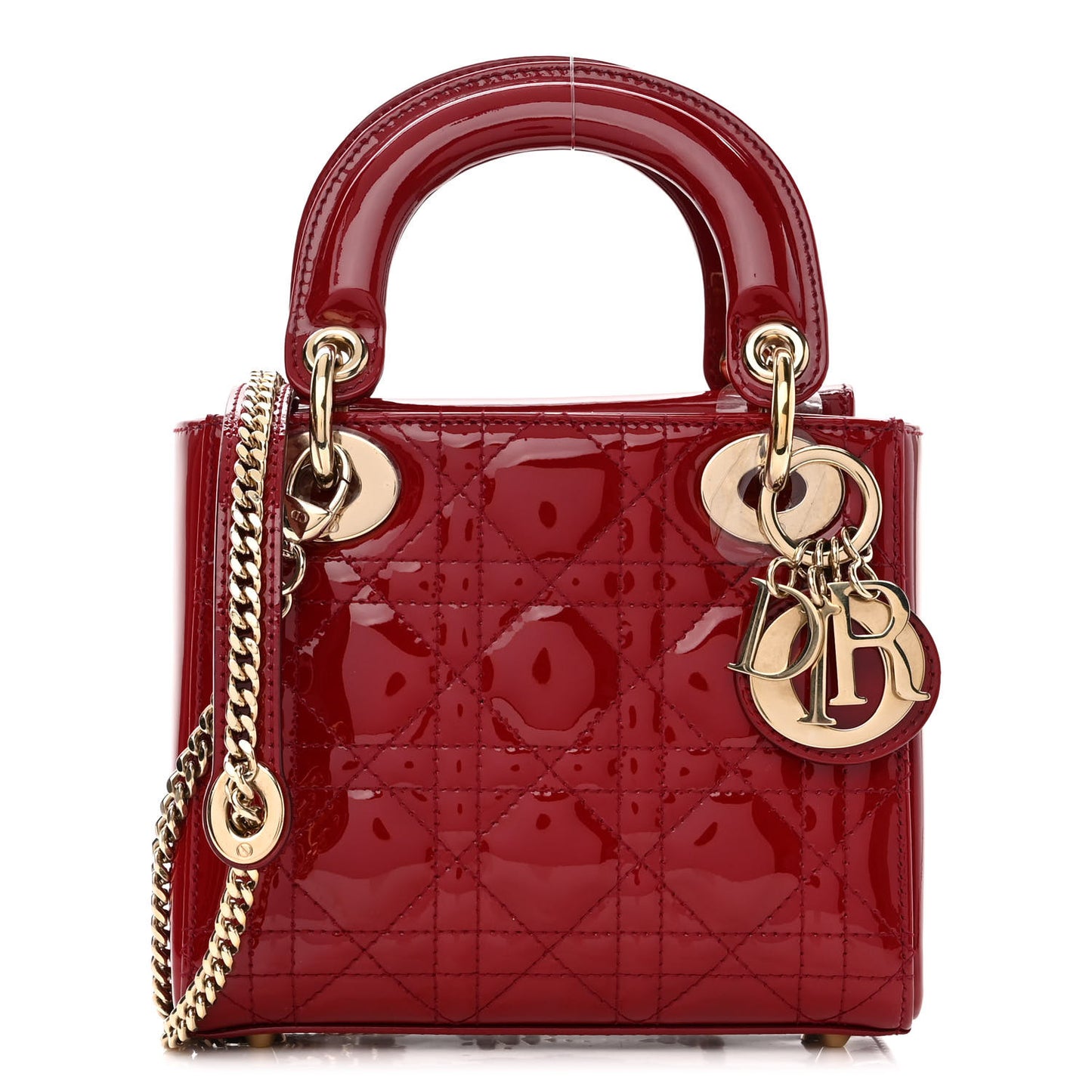 Patent Cannage Mini Lady Dior Red