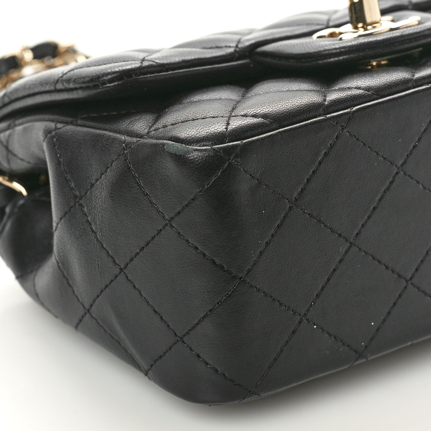Lambskin Quilted Mini Square Flap Black
