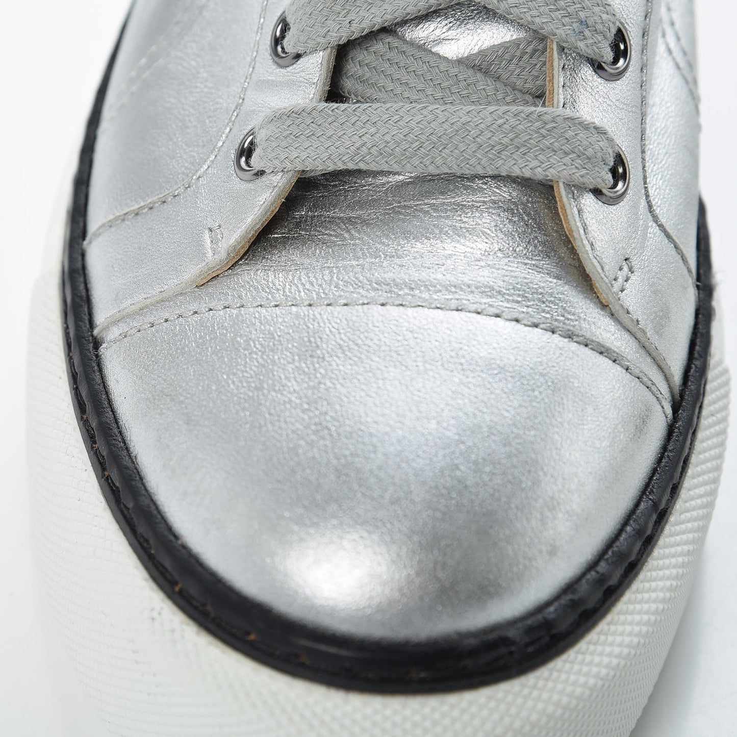 Metallic Nappa Polo Sneakers 38 Argent Black
