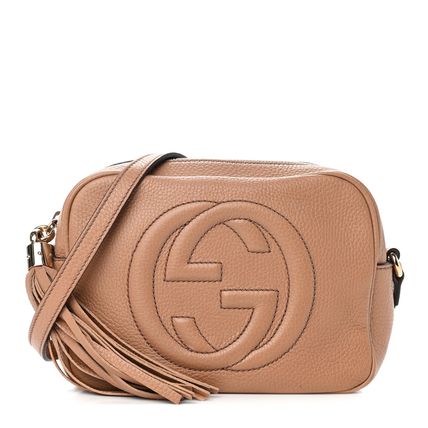 Pebbled Calfskin Small Soho Disco Bag Rose Beige