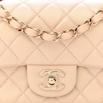 Chanel Iridescent Calfskin Quilted Mini Rectangular Flap Beige 8 of 10