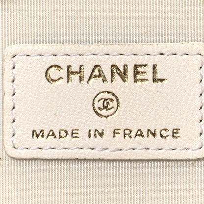 Chanel Lambskin Quilted Round Small Vanity Case With Chain White Black 6 of 13