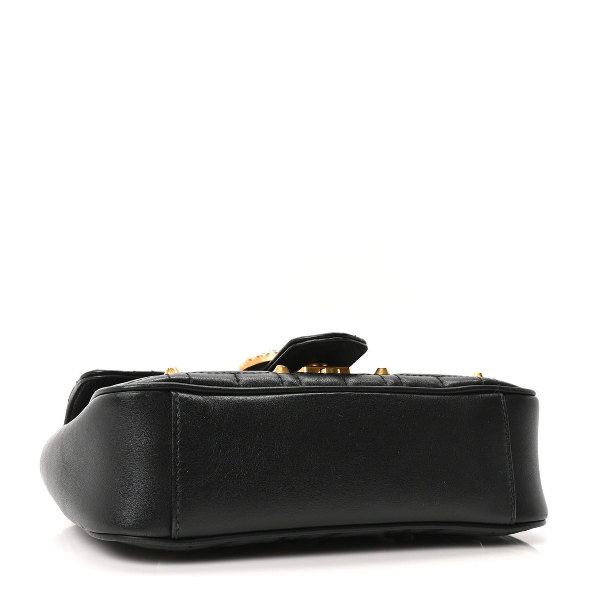 Calfskin Matelasse Studded Mini Pearly GG Marmont Shoulder Bag Black