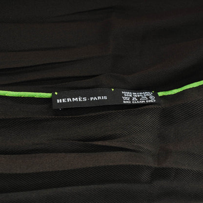 Hermes Silk La Danse du Cheval Marwari Fringe Stole Noir Brule Vert 5 of 5