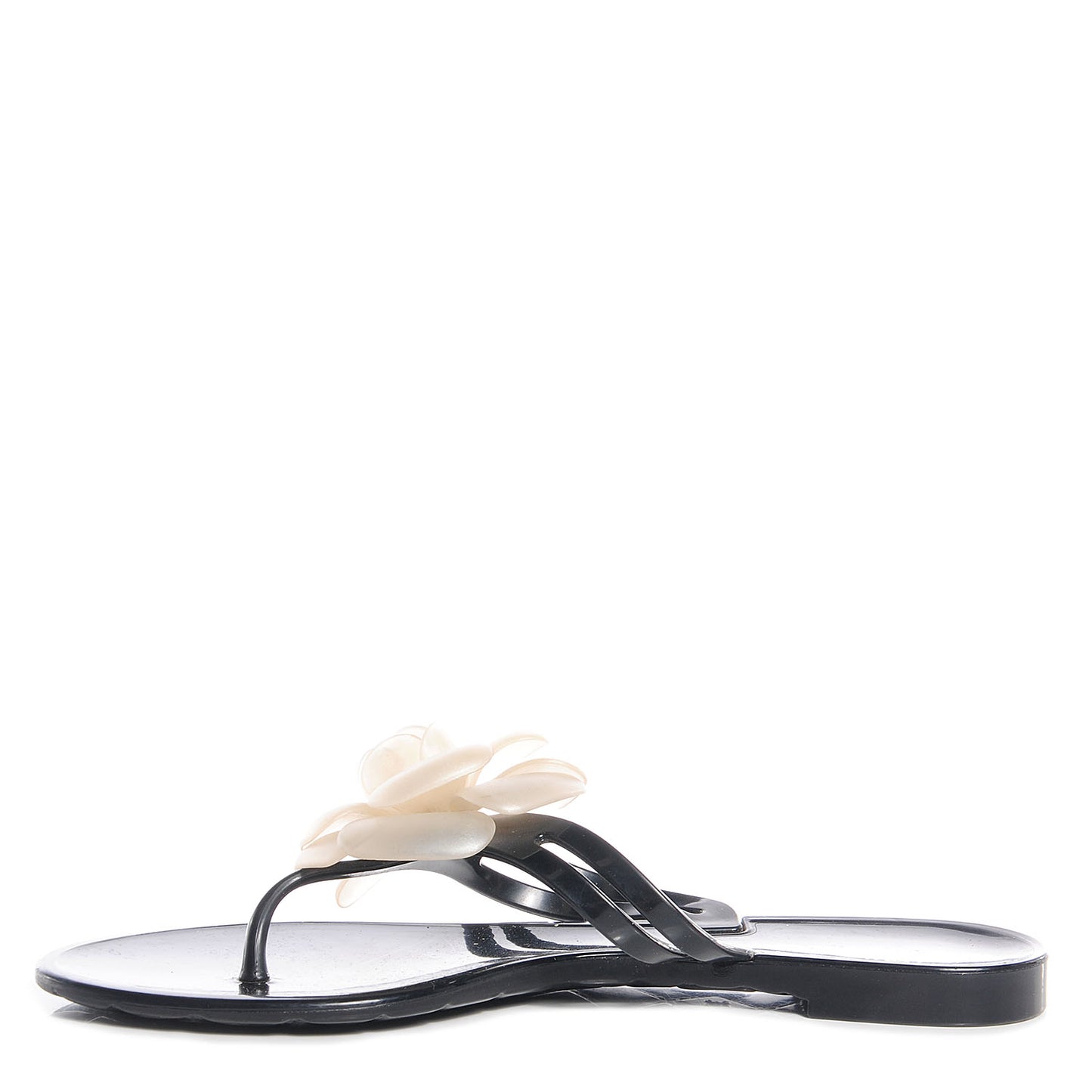 Jelly Camellia Thong Sandals 35 Black