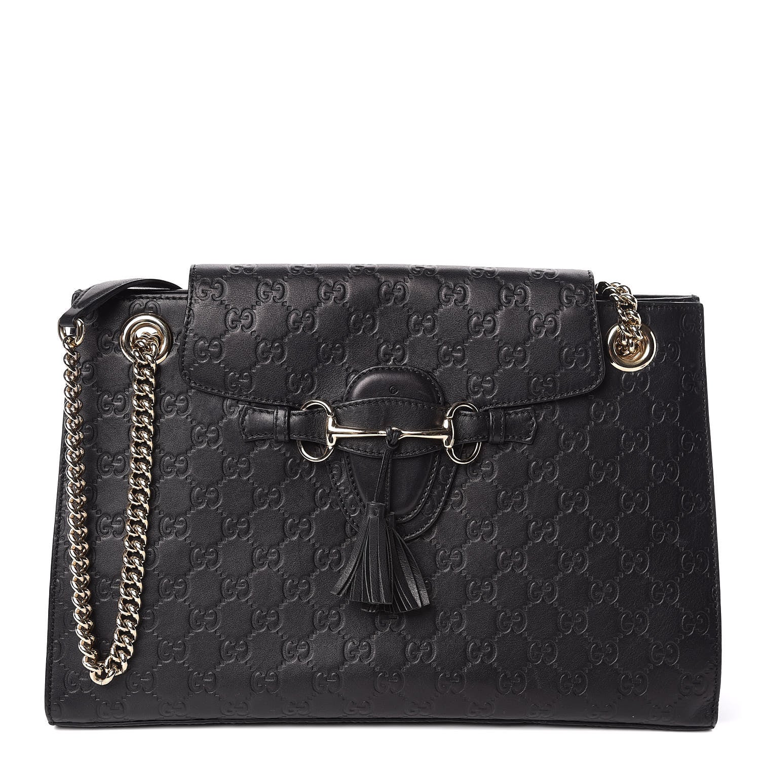 Gucci Guccissima Large Emily Chain Shoulder Bag Black 1 of 10