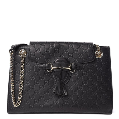 Gucci Guccissima Large Emily Chain Shoulder Bag Black 1 of 10