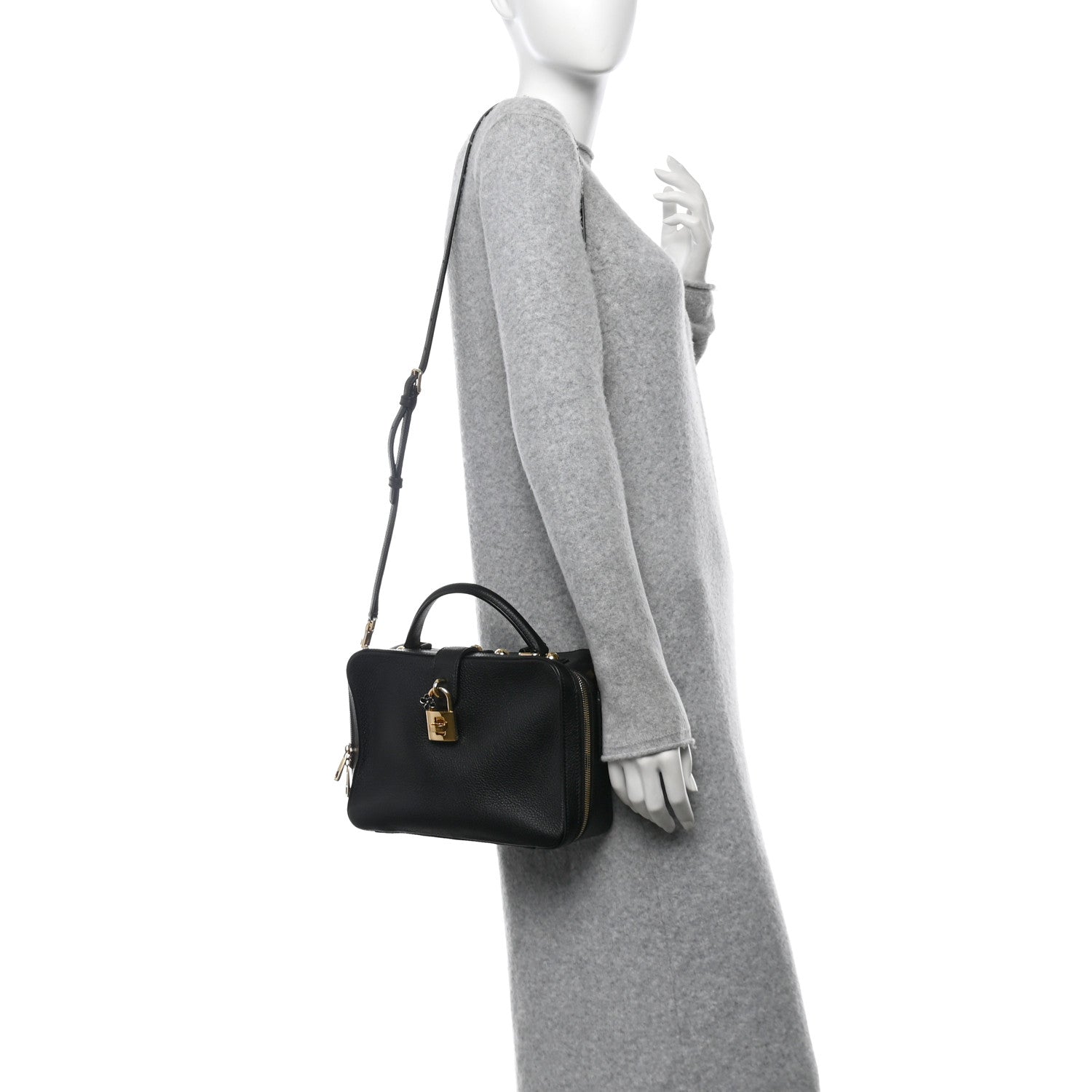 Dolce & Gabbana Drummed Calfskin Rosaria Shoulder Bag Black 2 of 10