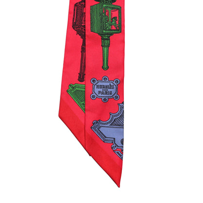 Hermes Silk Merveilleuses Lanternes Twilly Fuchsia Vert Bleu Lavande 2 of 4