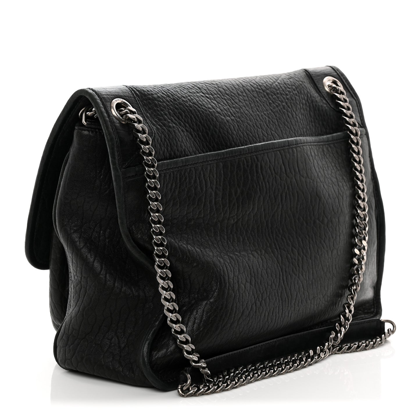 Grained Lambskin Monogram Large Niki Chain Satchel Black
