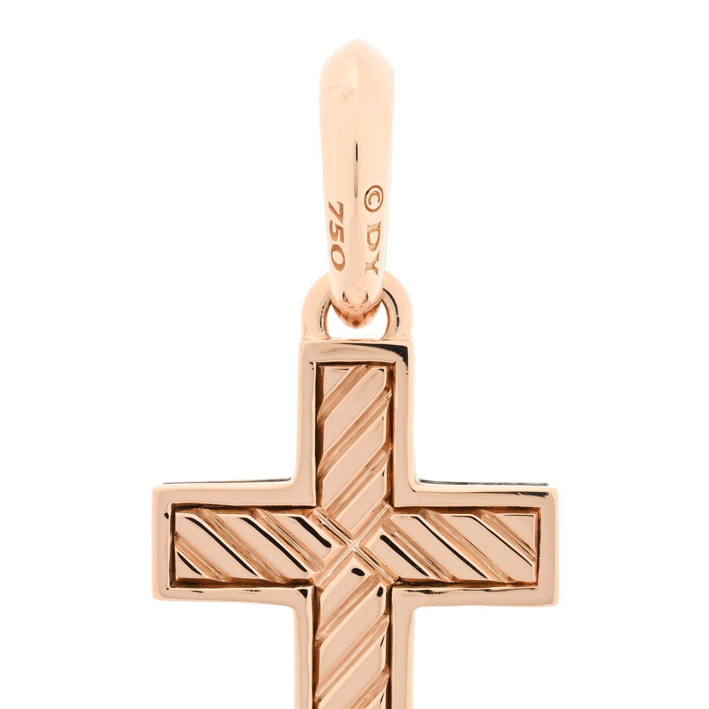 18K Rose Gold Cognac Diamond 28mm Streamline Cross Pendant