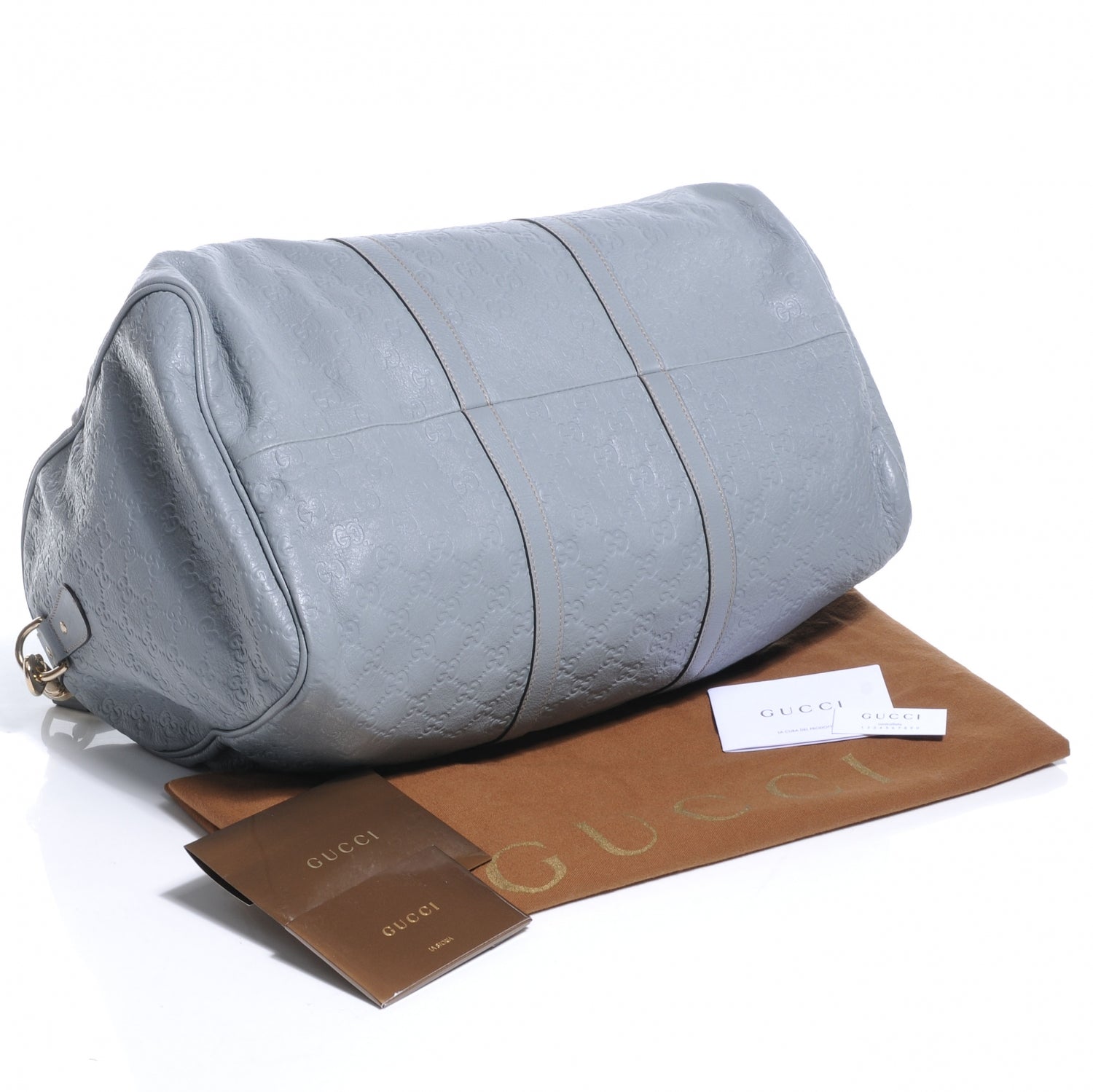 Gucci Guccissima Medium Carry On Duffle Light Blue 4 of 7