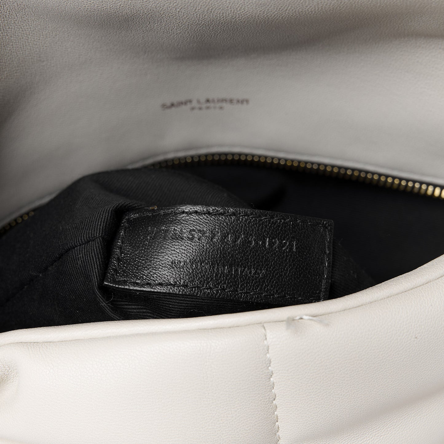 Lambskin Quilted Medium Loulou Puffer Monogram Chain Satchel Crema Soft