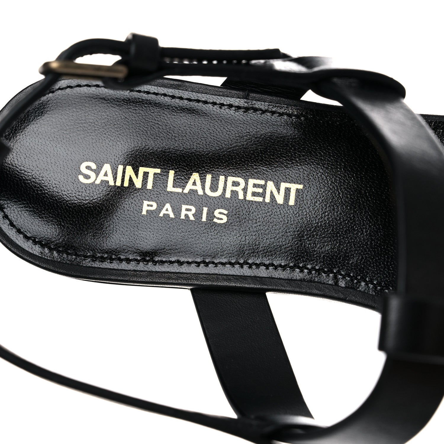 Saint Laurent Patent Calfskin Cassandra Monogram Sandals 38 Black 8 of 11