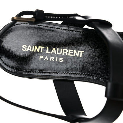 Saint Laurent Patent Calfskin Cassandra Monogram Sandals 38 Black 8 of 11