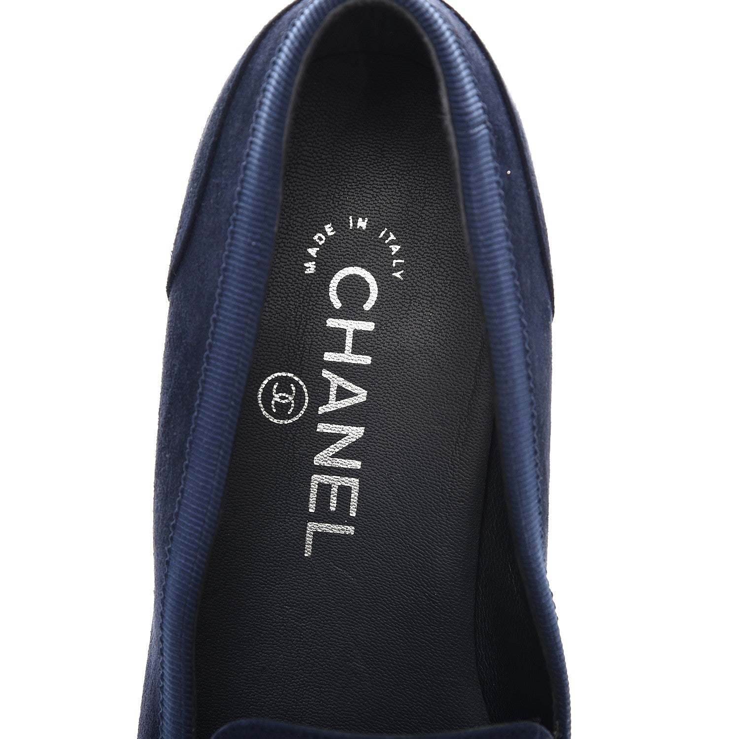 Chanel Suede CC Loafers 35.5 Navy 5 of 11