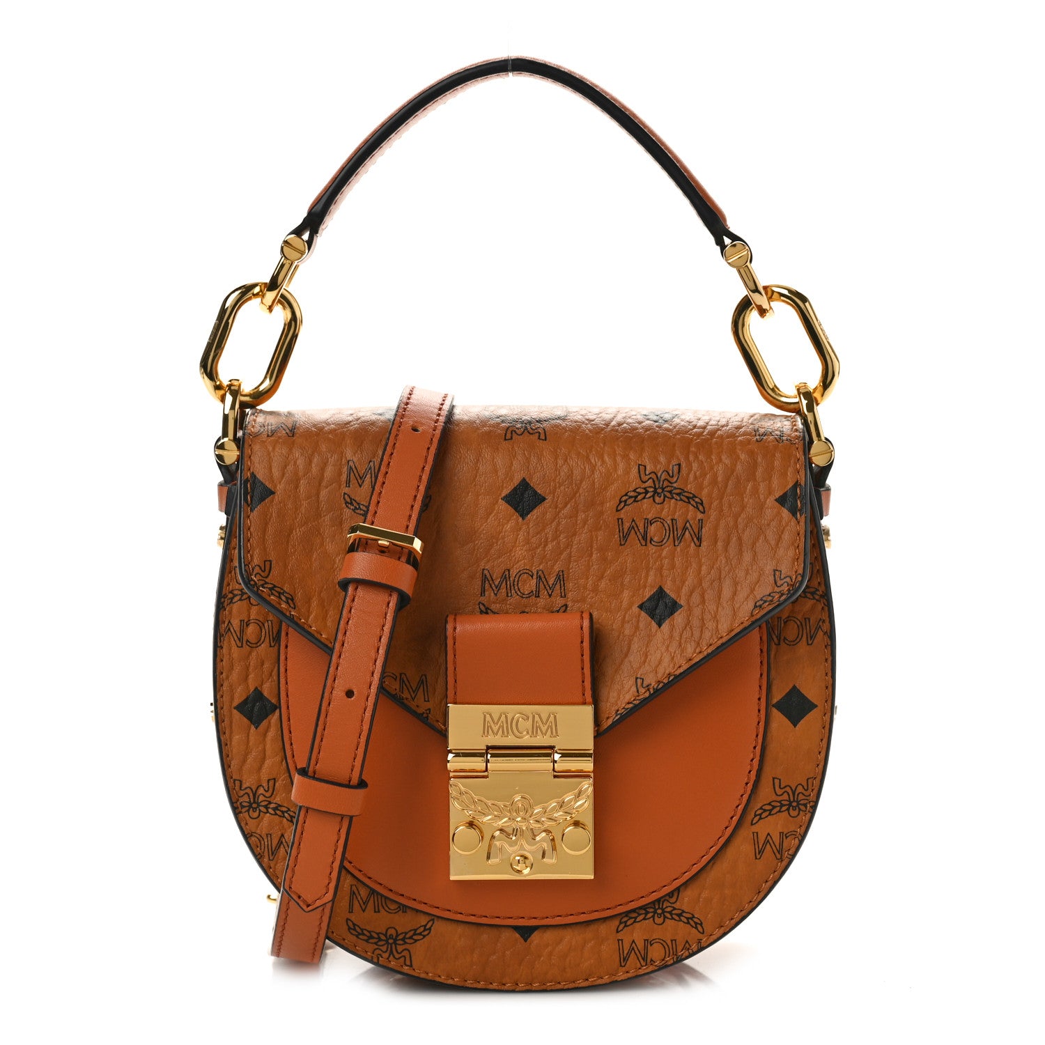 MCM Visetos Mini Tracy Shoulder Bag Cognac 1 of 11