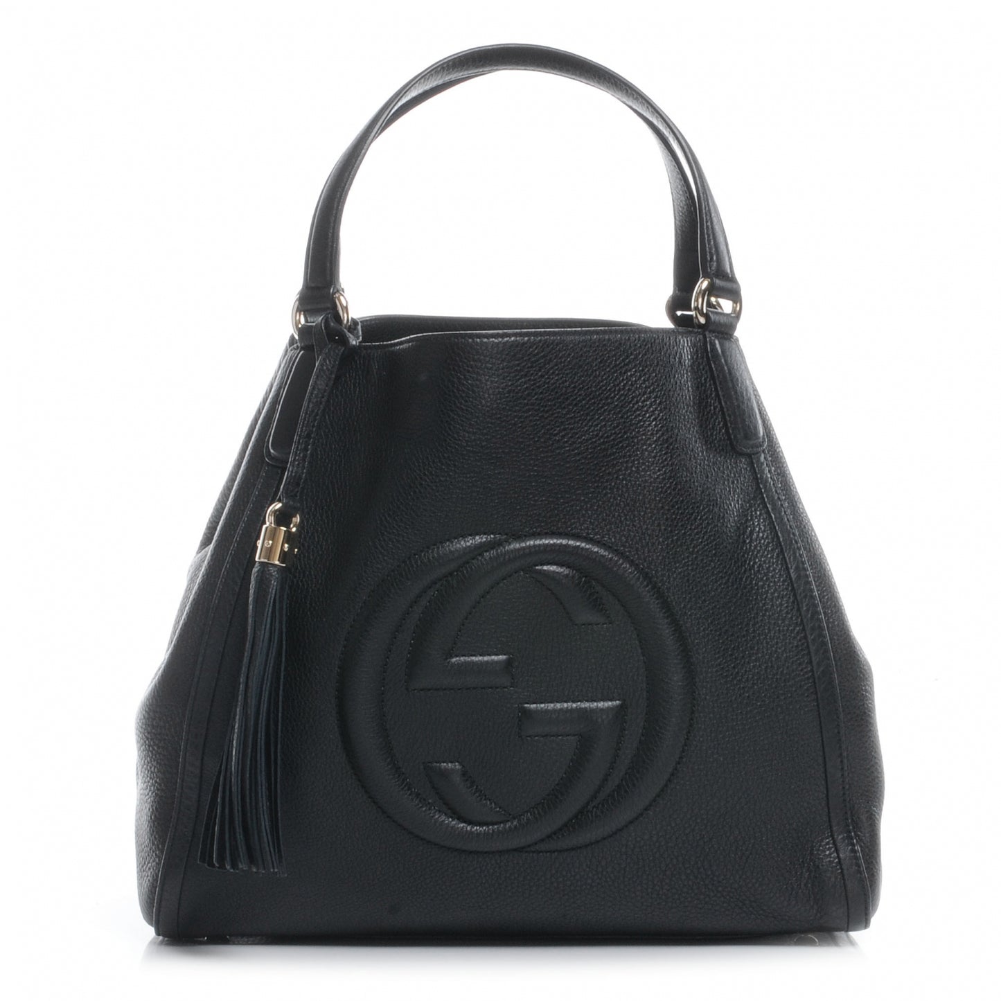 Pebbled Calfskin Medium Soho Shoulder Bag Black