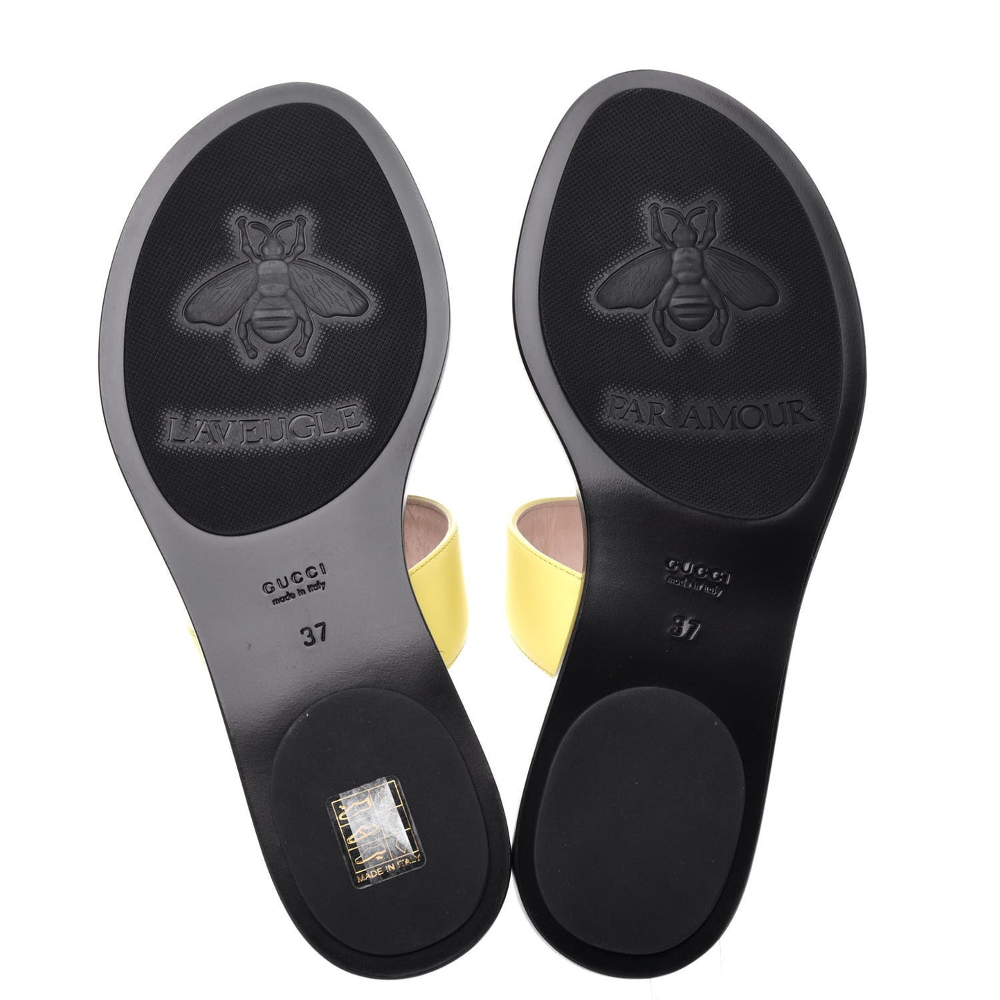 Calfskin GG Marmont Thong Sandals 37 Banana