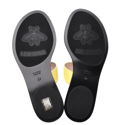 Gucci Calfskin GG Marmont Thong Sandals 37 Banana 6 of 10