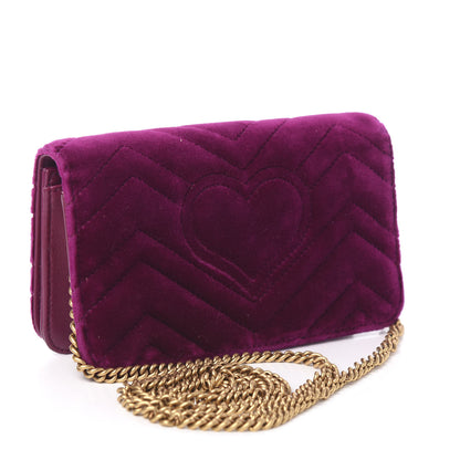 Gucci Velvet Matelasse GG Marmont Mini Bag Fuchsia Violet Cyclamen 2 of 10