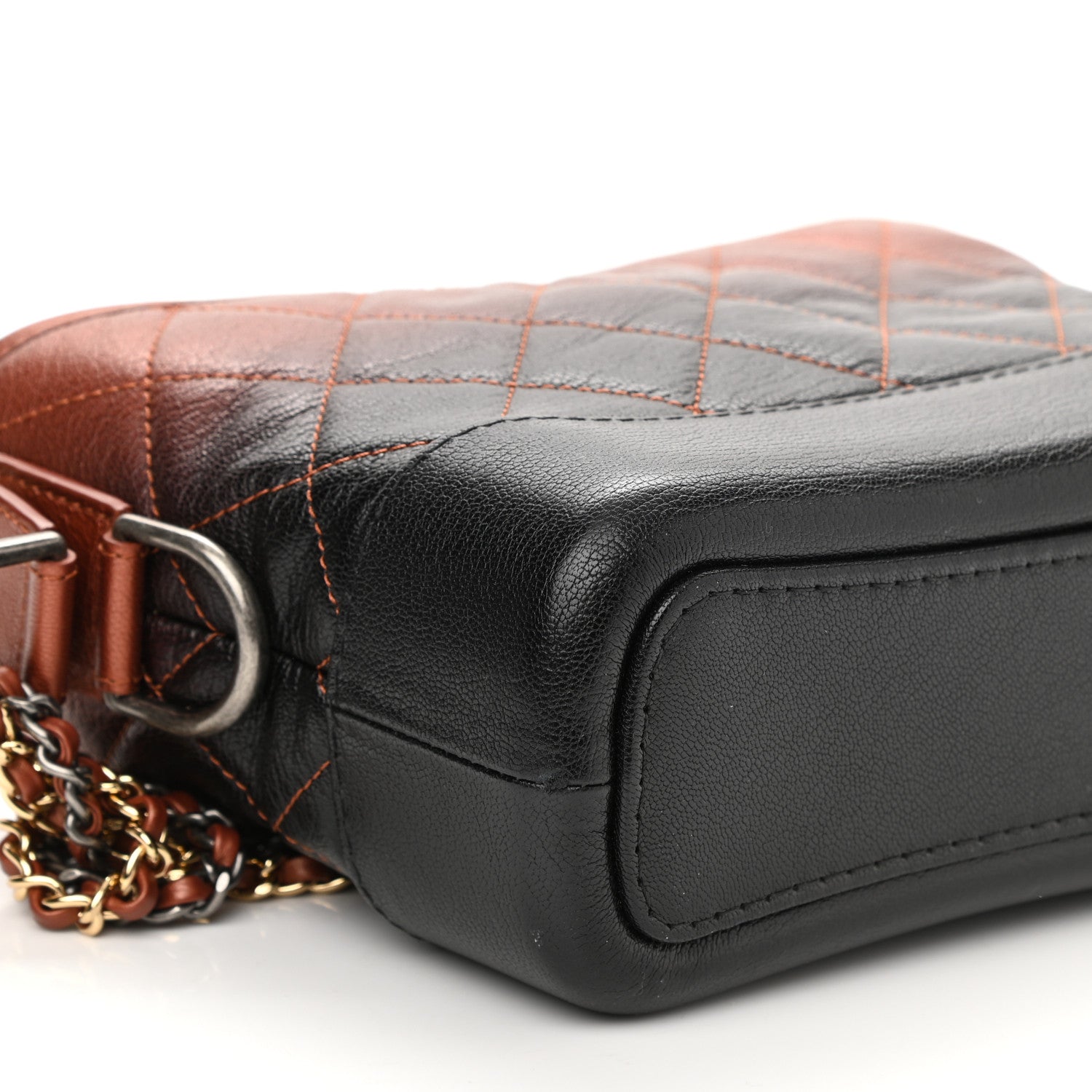 Chanel Metallic Goatskin Quilted Small Gabrielle Hobo Black Copper 9 of 11