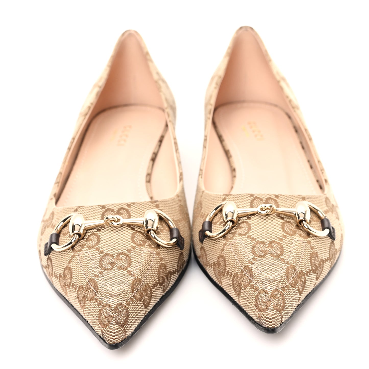 Monogram Horsebit Womens Werin Ballet Flat 39 Beige Ebony Cocoa