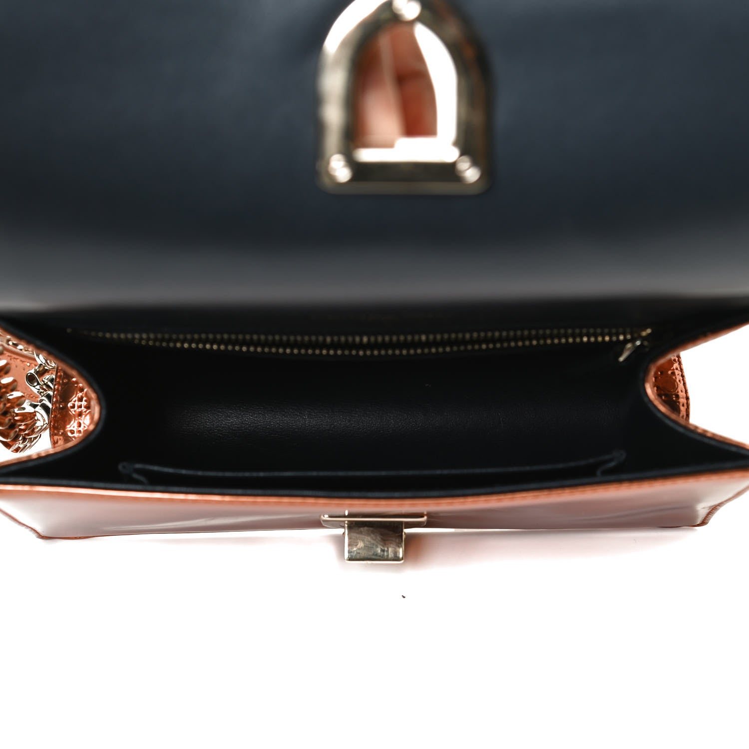 Christian Dior Metallic Patent Micro-Cannage Small Diorama Flap Bag Orange 9 of 23