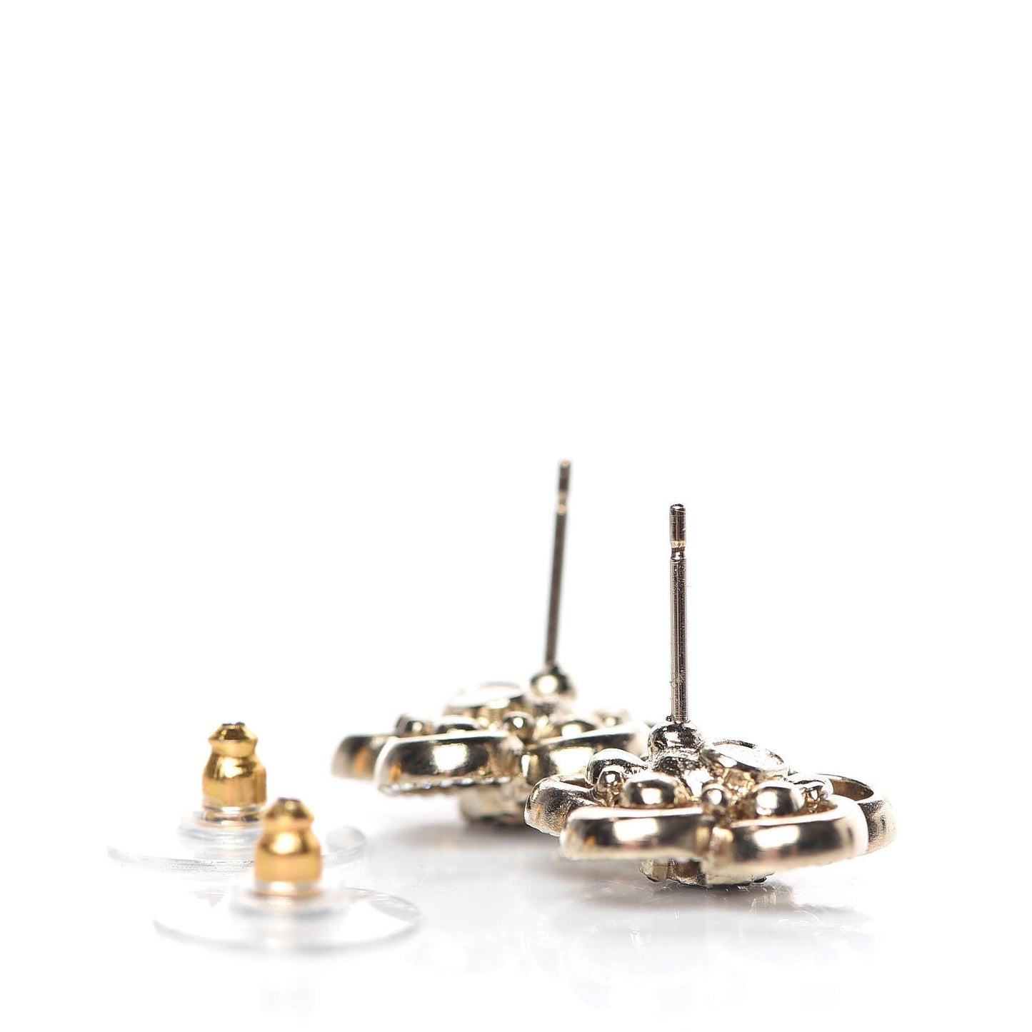 Crystal CC Camellia Earrings Black Gold