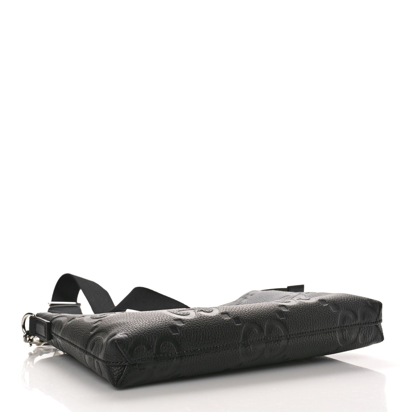 Piuma Calfskin Jumbo GG Embossed Medium Wristlet Messenger Bag Black