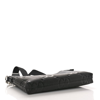 Gucci Piuma Calfskin Jumbo GG Embossed Medium Wristlet Messenger Bag Black 4 of 10