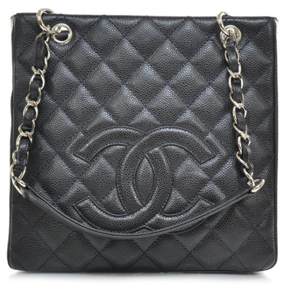 Chanel Caviar Petit Shopping Tote PST Navy 1 of 13