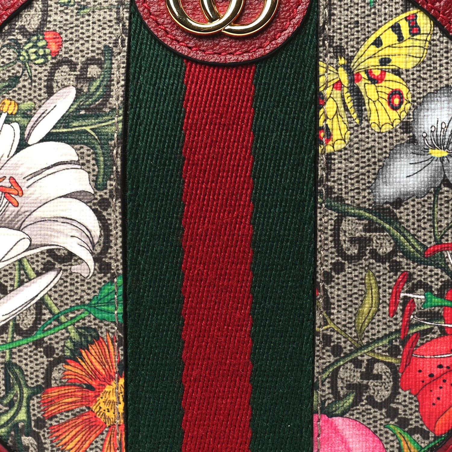 Gucci GG Supreme Monogram Web Flora Mini Ophidia Round Backpack Red 8 of 10