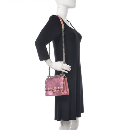Fendi Vitello Catalan Mirror Scalloped Multi Studded Small Kan I Shoulder Bag Fuxia Chiaro 2 of 13